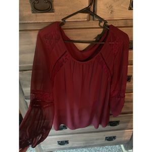 Long Sleeve Cranberry Blouse